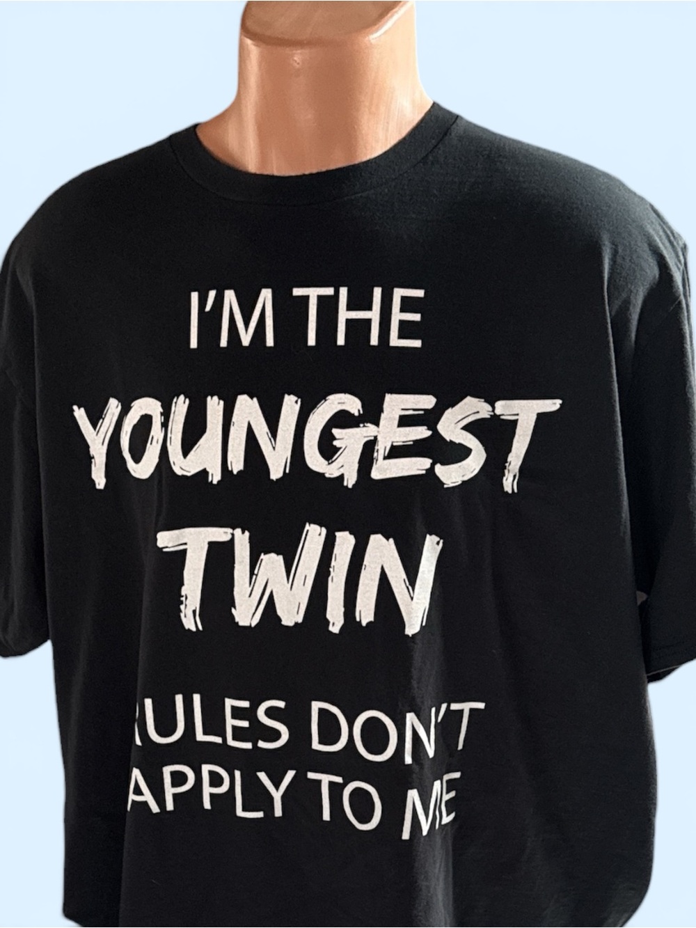 Black "I'm The Youngest Twin" Short Sleeve Tee 2X, GUC
